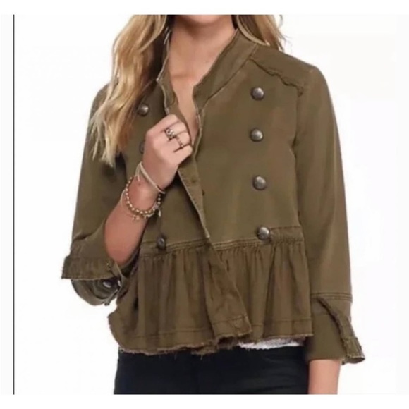 Free People Distressed Military Jacket EUC - Picture 2 of 12